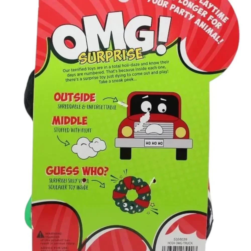 OMG! Surprise Holiday Joyride Pickup Truck 2 in 1 Dog‎ Toy Plush Chew Christmas